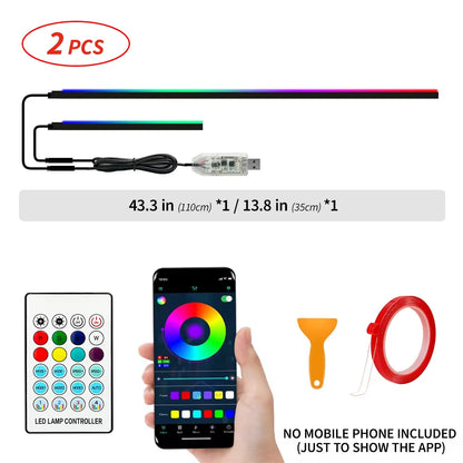 110Cm APP Control Car Ambient Lights LED Interior RGB Symphony Atmosphere Light Acrylic Strips Dashboard Decoration Sunroof
