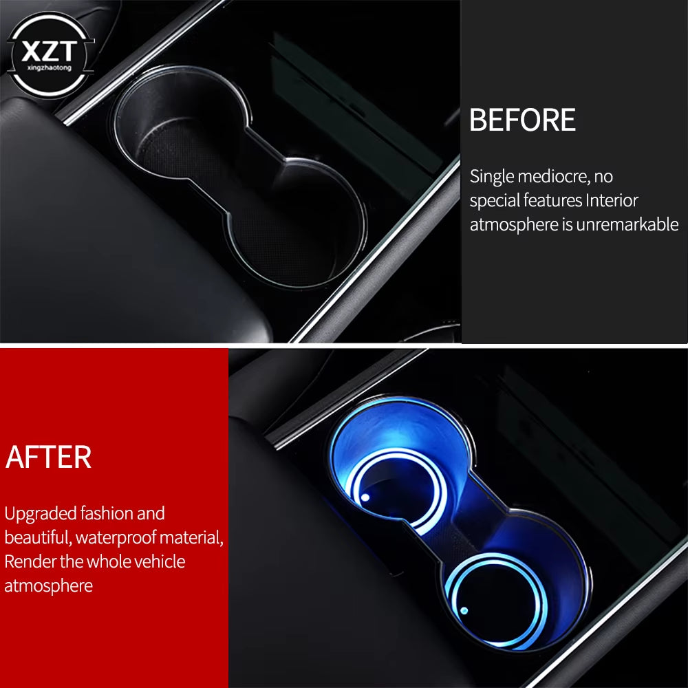 Car LED Cup Holder Light Mats Car Coasters Bottle Atmosphere Light Constellation Backlight LED Cup Holder Pads Car Accessories