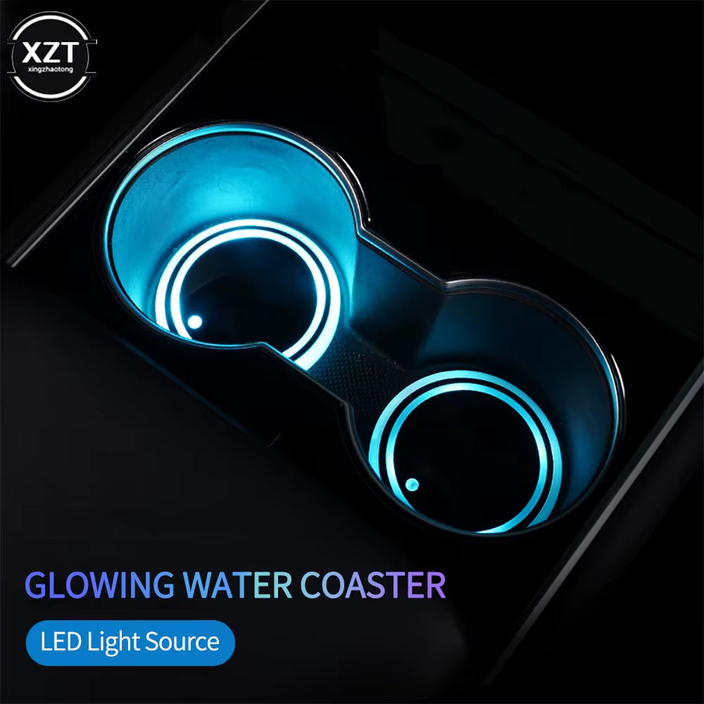 Car LED Cup Holder Light Mats Car Coasters Bottle Atmosphere Light Constellation Backlight LED Cup Holder Pads Car Accessories